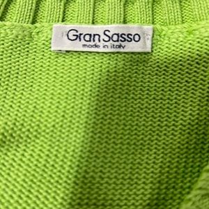 Men’s V neck lime green sweater like new 56 Italian Lg US 💯 Cotton